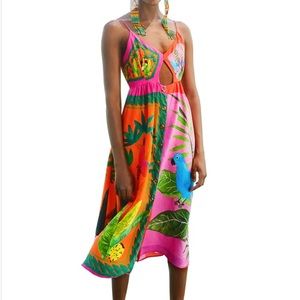 Farm Rio Double Scarfs Midi Dress